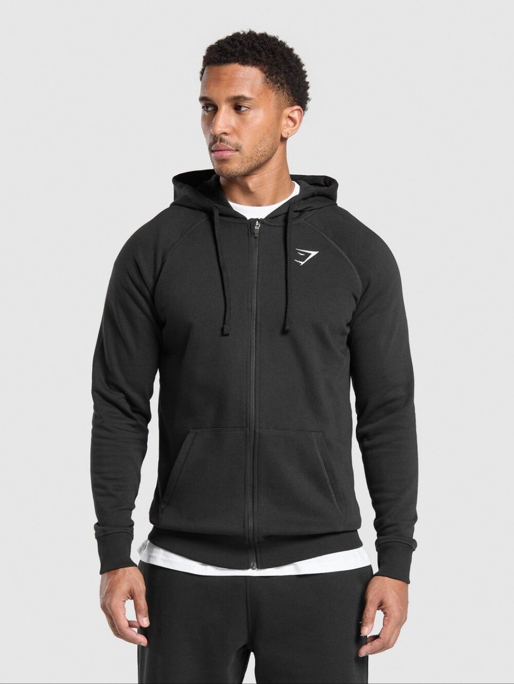 Gymshark Men’s Black Zip-Up Hooded Sweater